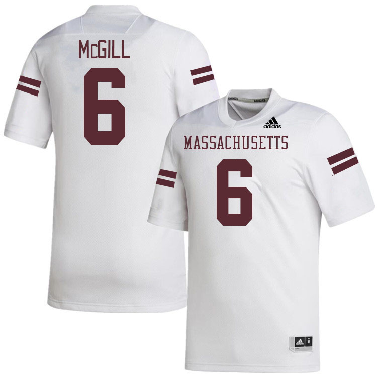 Massachusetts Minutemen #6 Jeremiah McGill College Football Jerseys Stitched-White